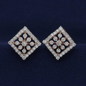 Designer Square Diamond Stud Earrings