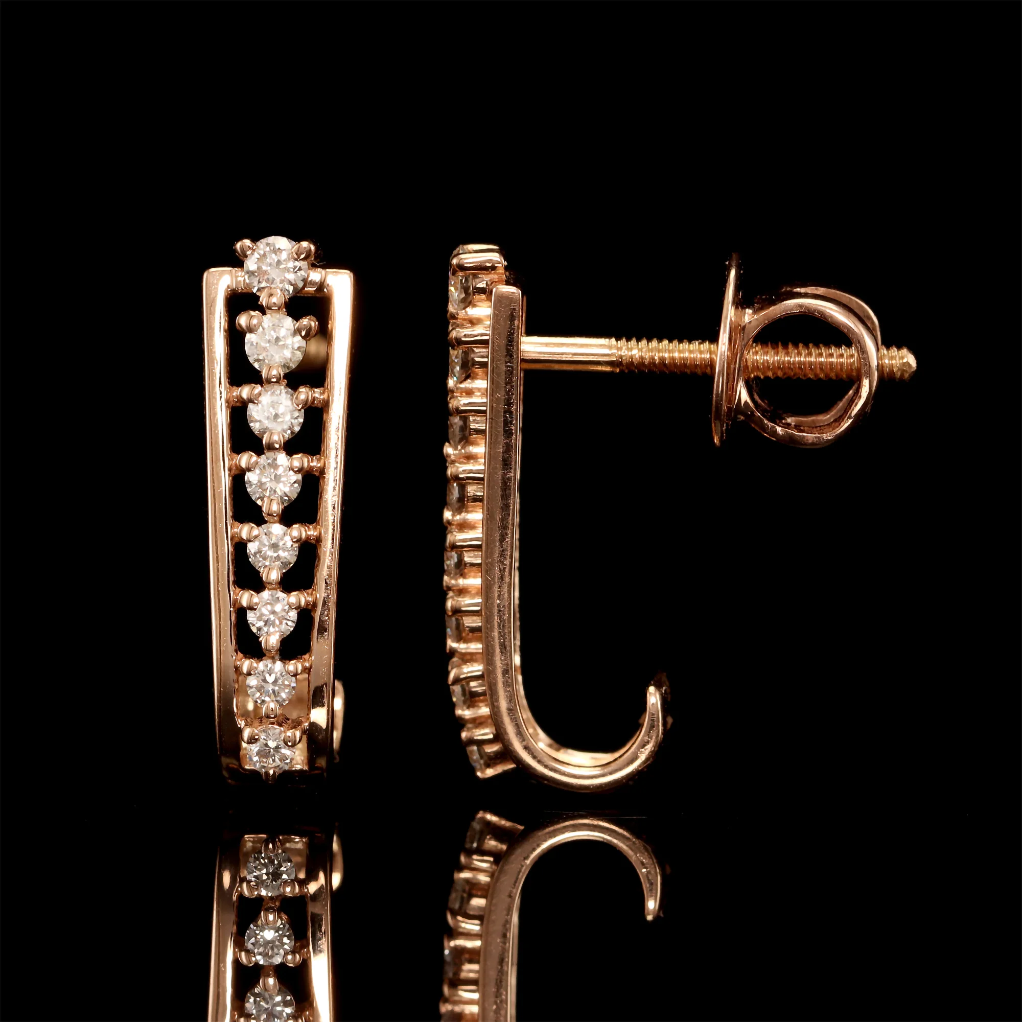 Natural Diamond Bar Stud Earrings E-50