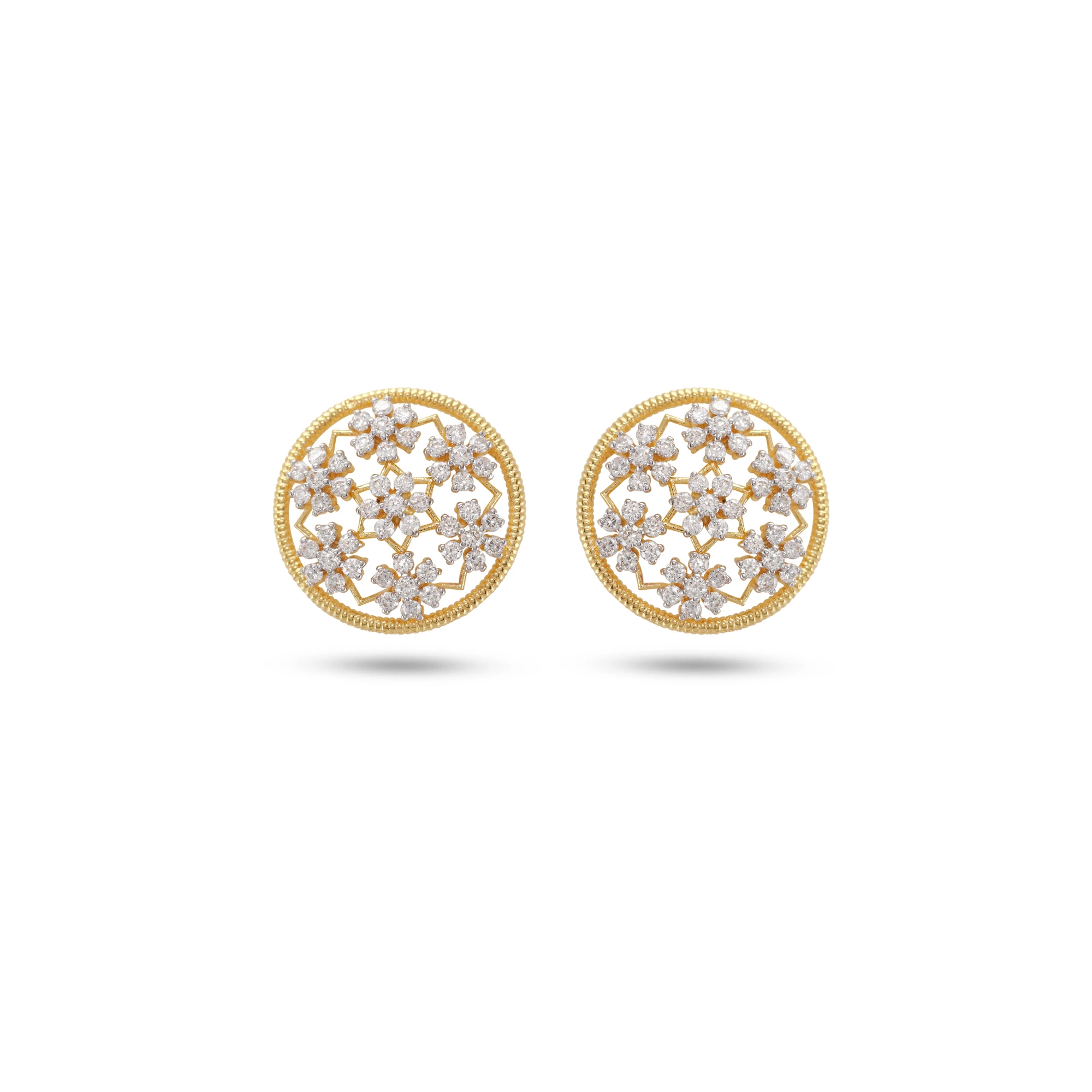 Floral Diamond Stud Earrings
