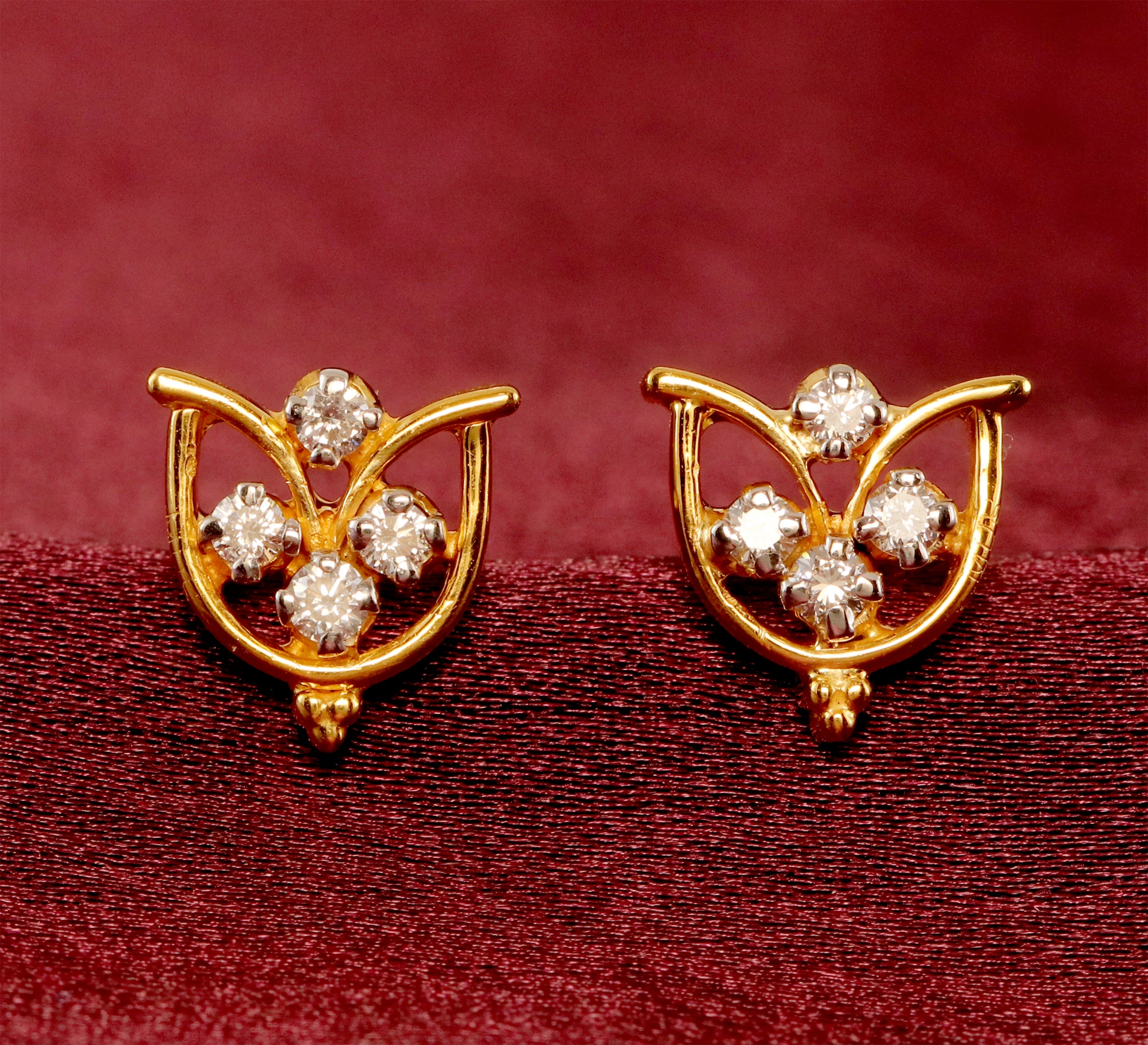 Tulip Bloom Stud Diamond Earrings