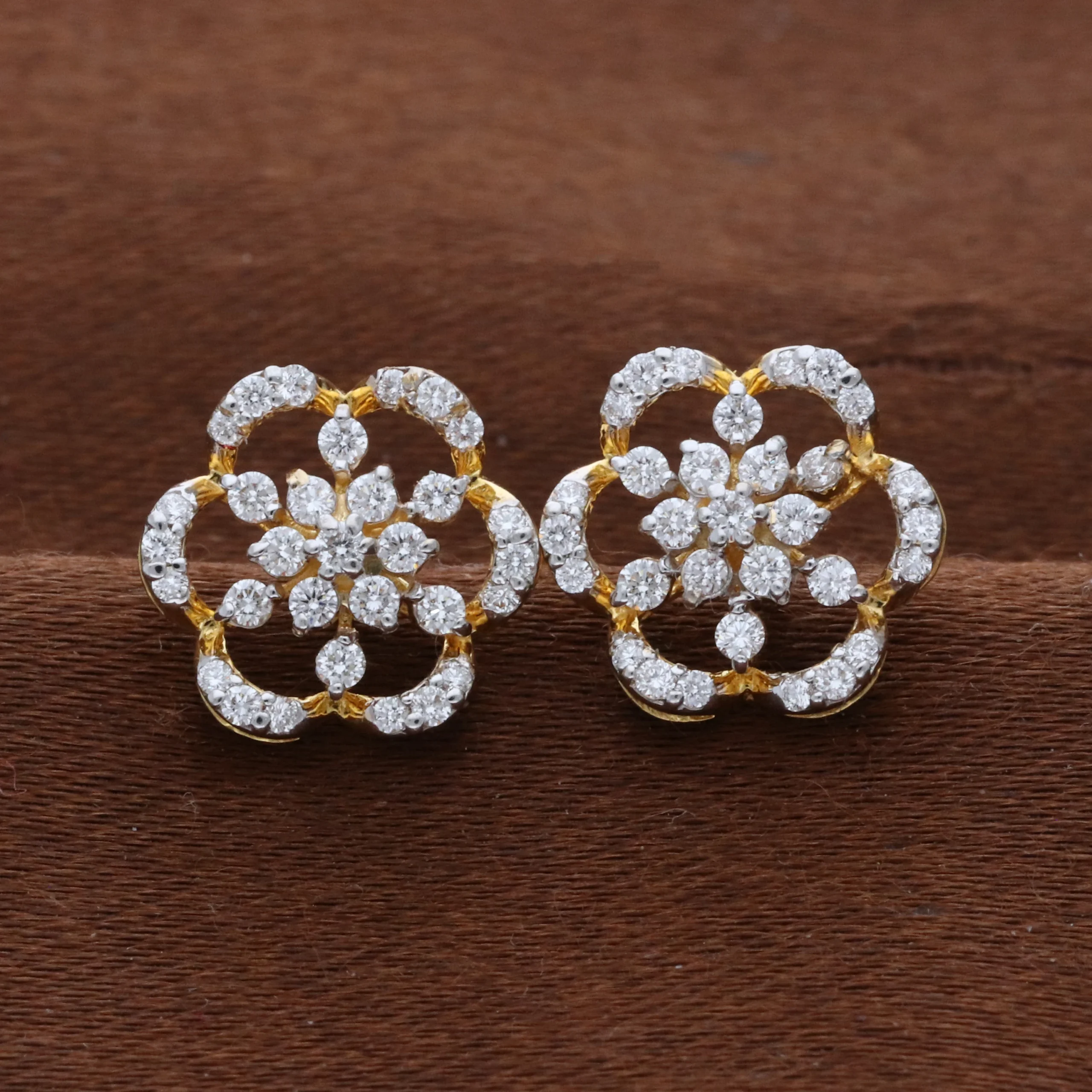 Floral Diamond Stud Earrings | E92