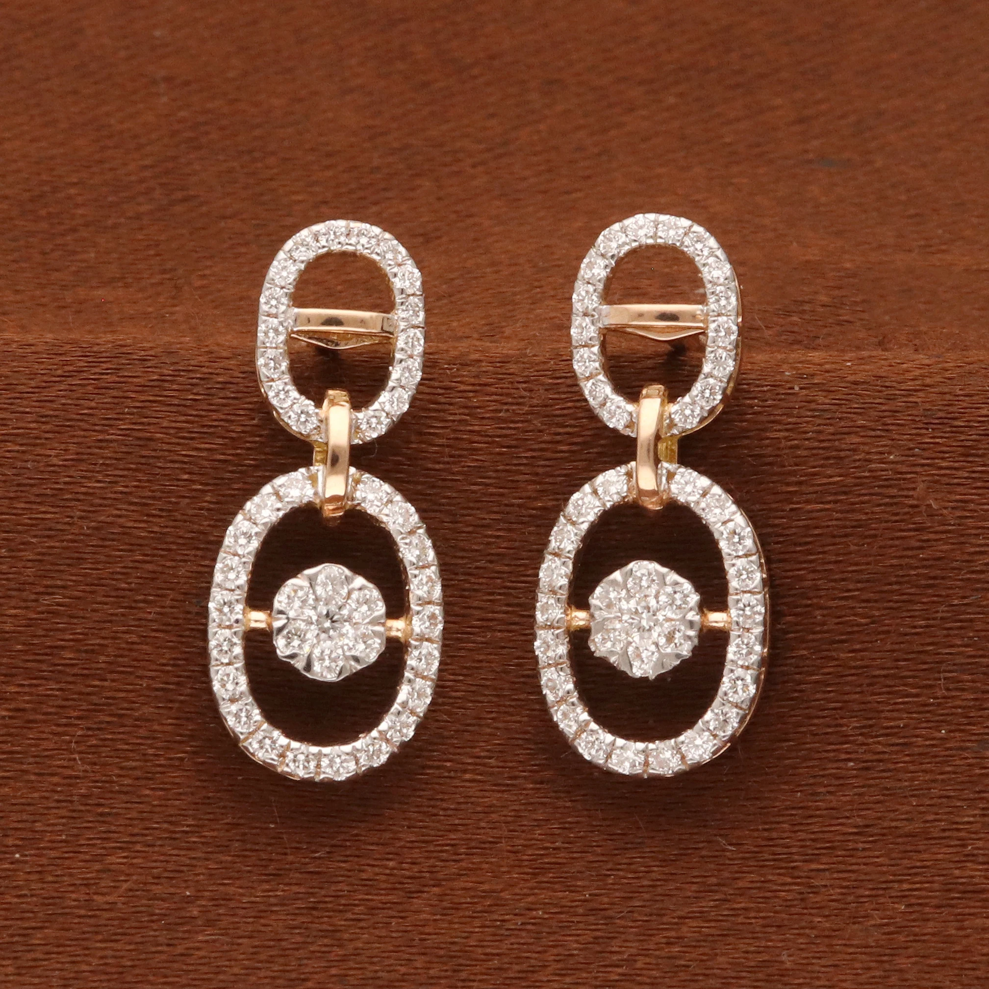 Diamond Oval Drop Earrings | E95