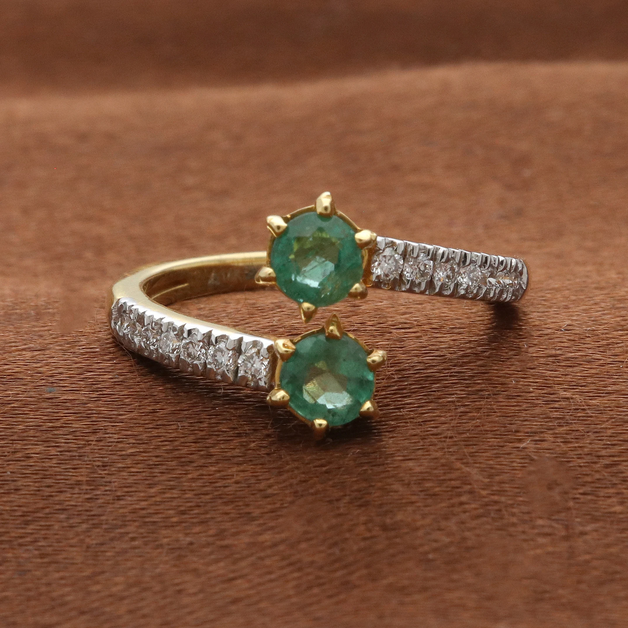 Emerald Diamond Open Ring | R91